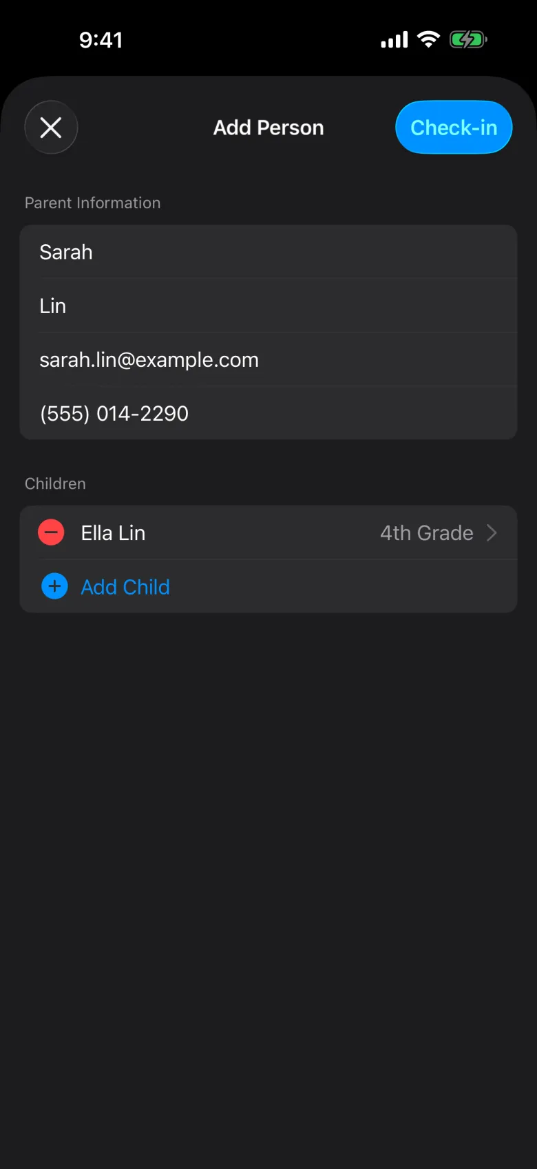 Adding a walk-in family on an iPhone