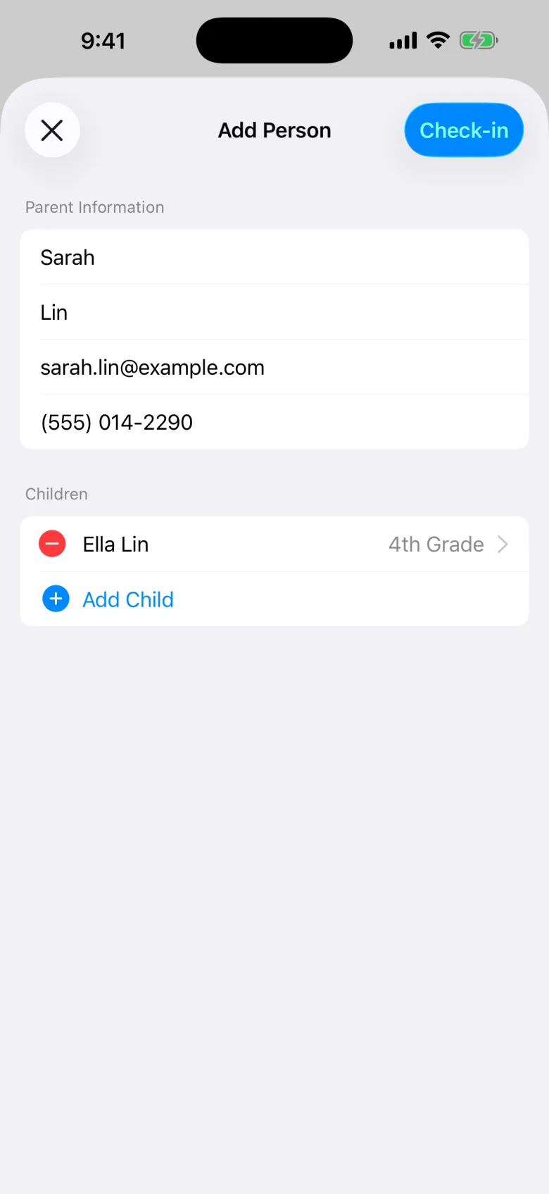 Adding a walk-in family on an iPhone