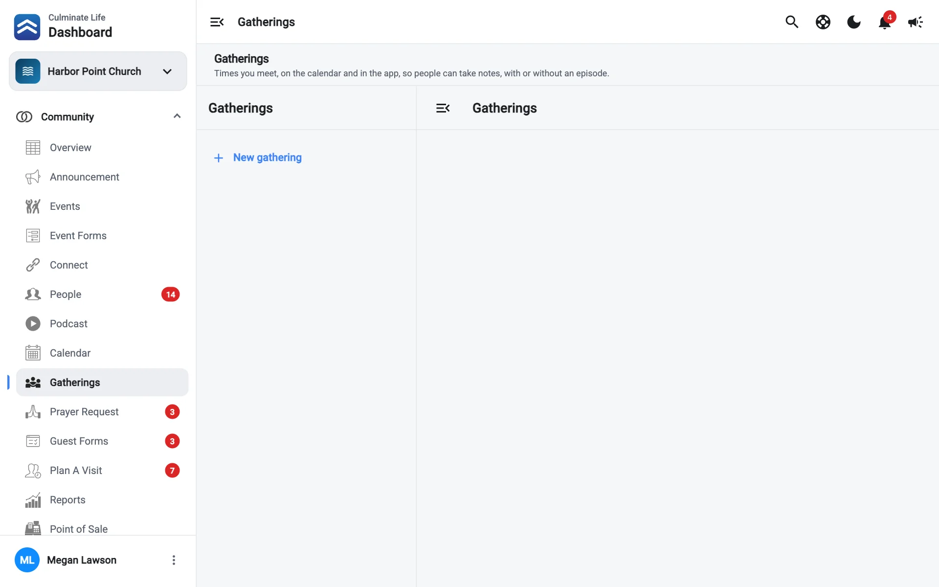 A gathering open on its Setup tab