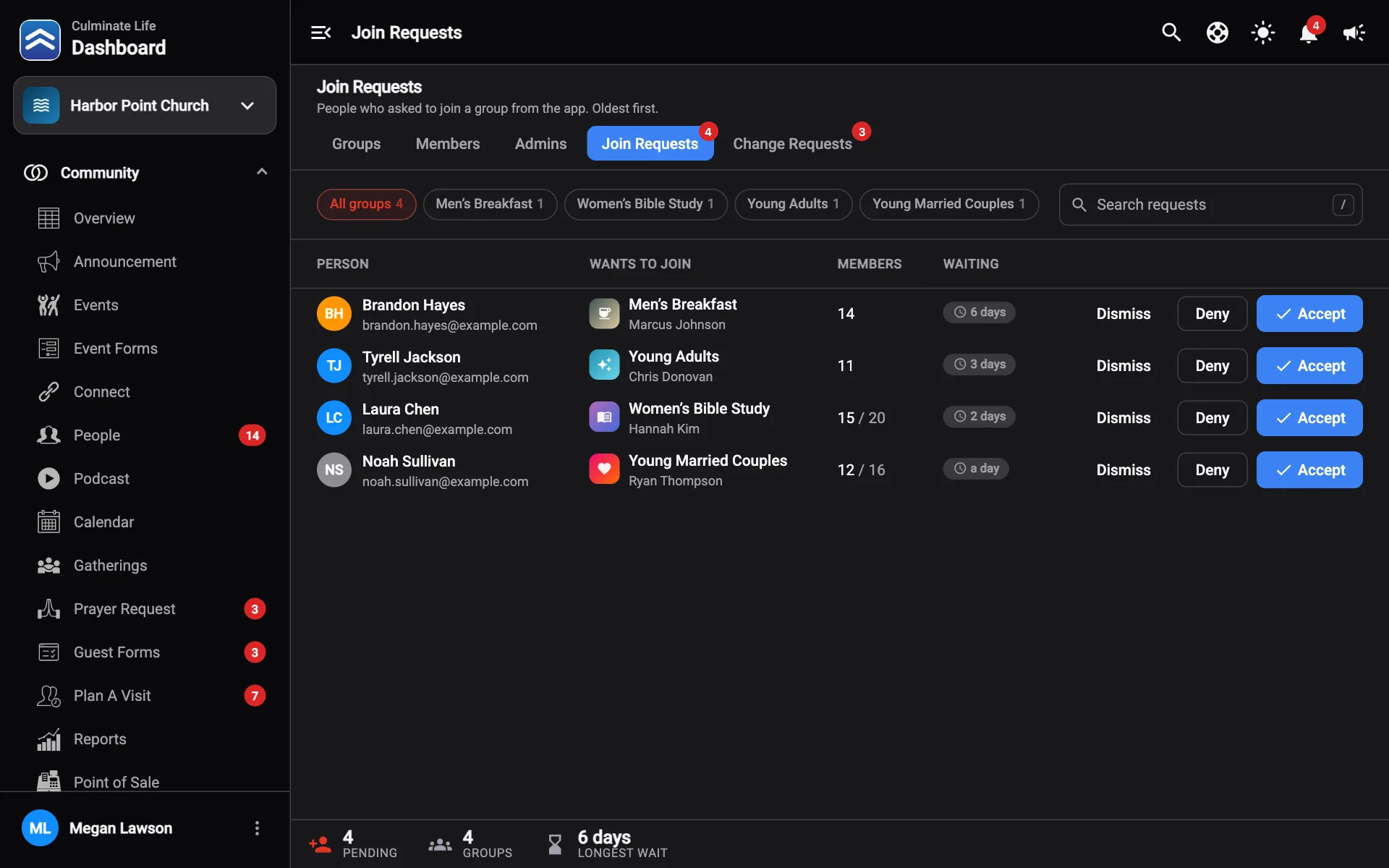Pending join requests