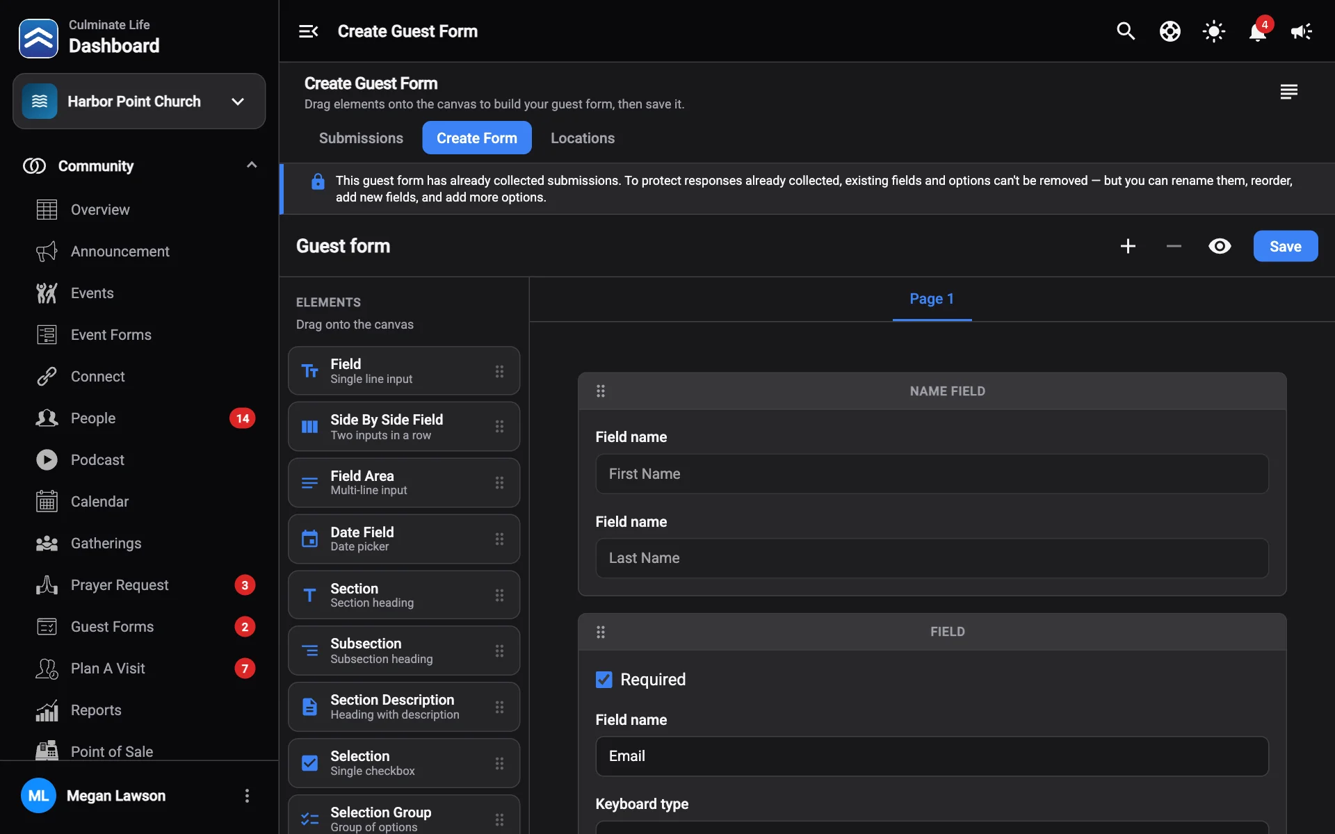 The guest form builder
