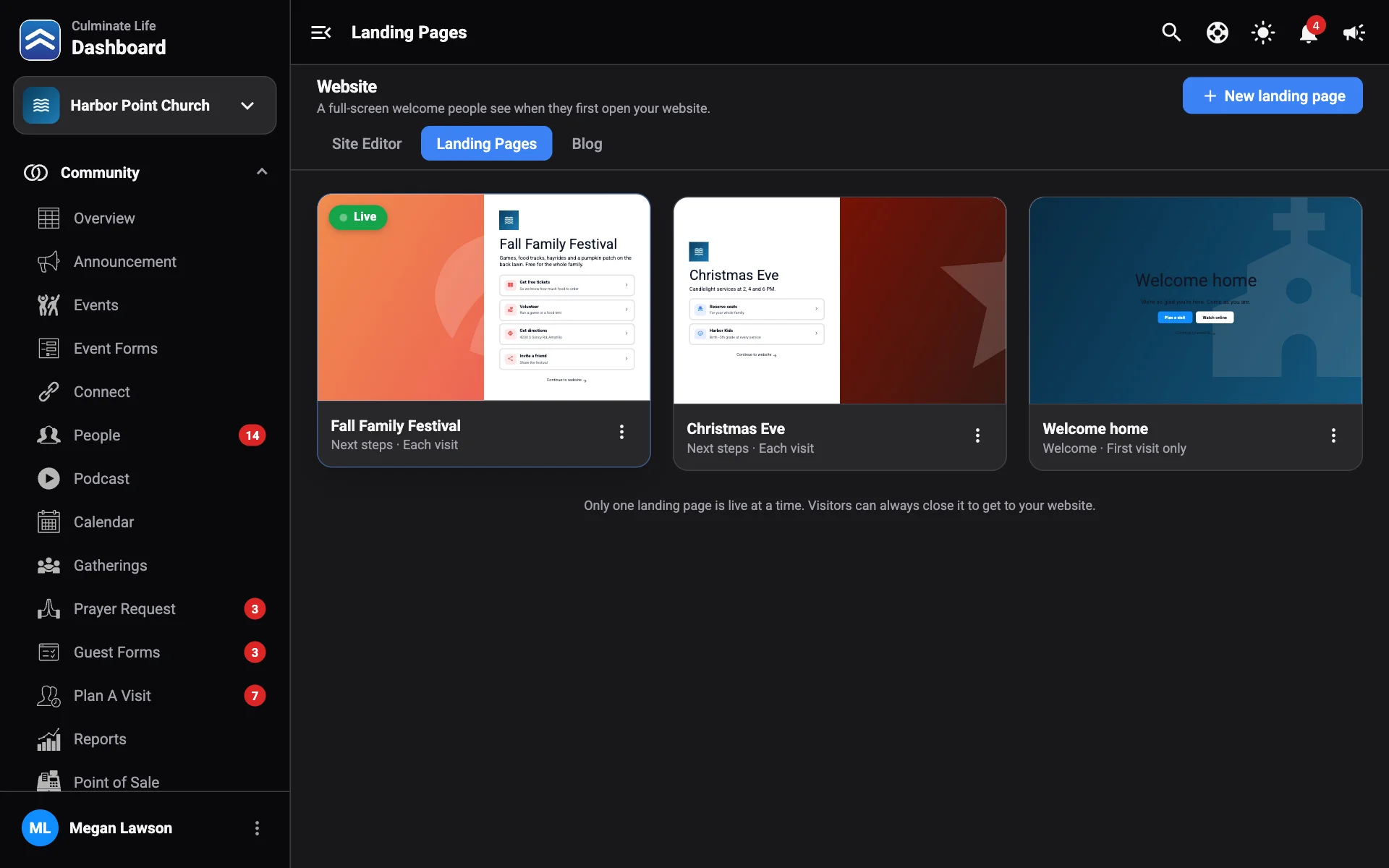 Landing pages