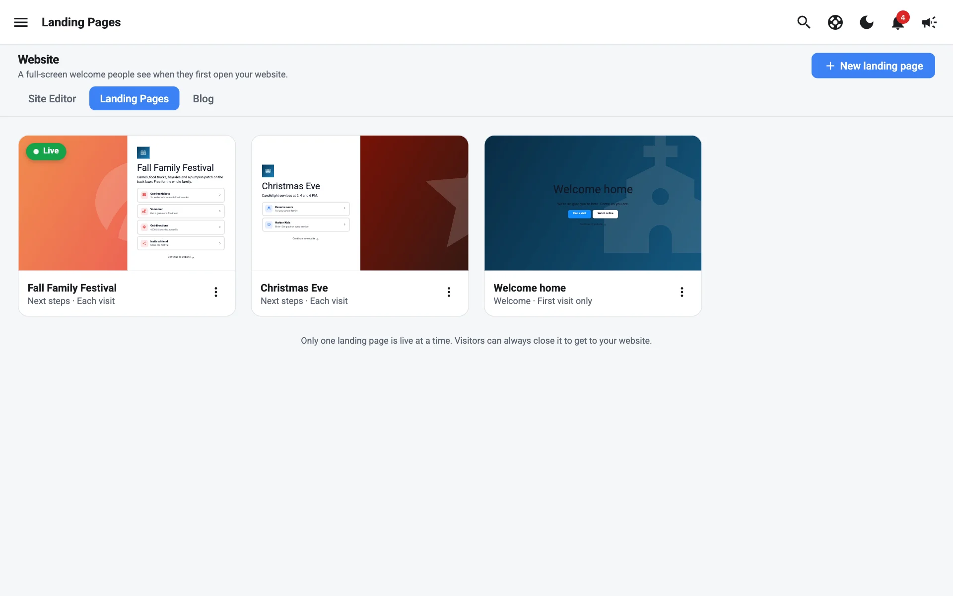 Landing pages