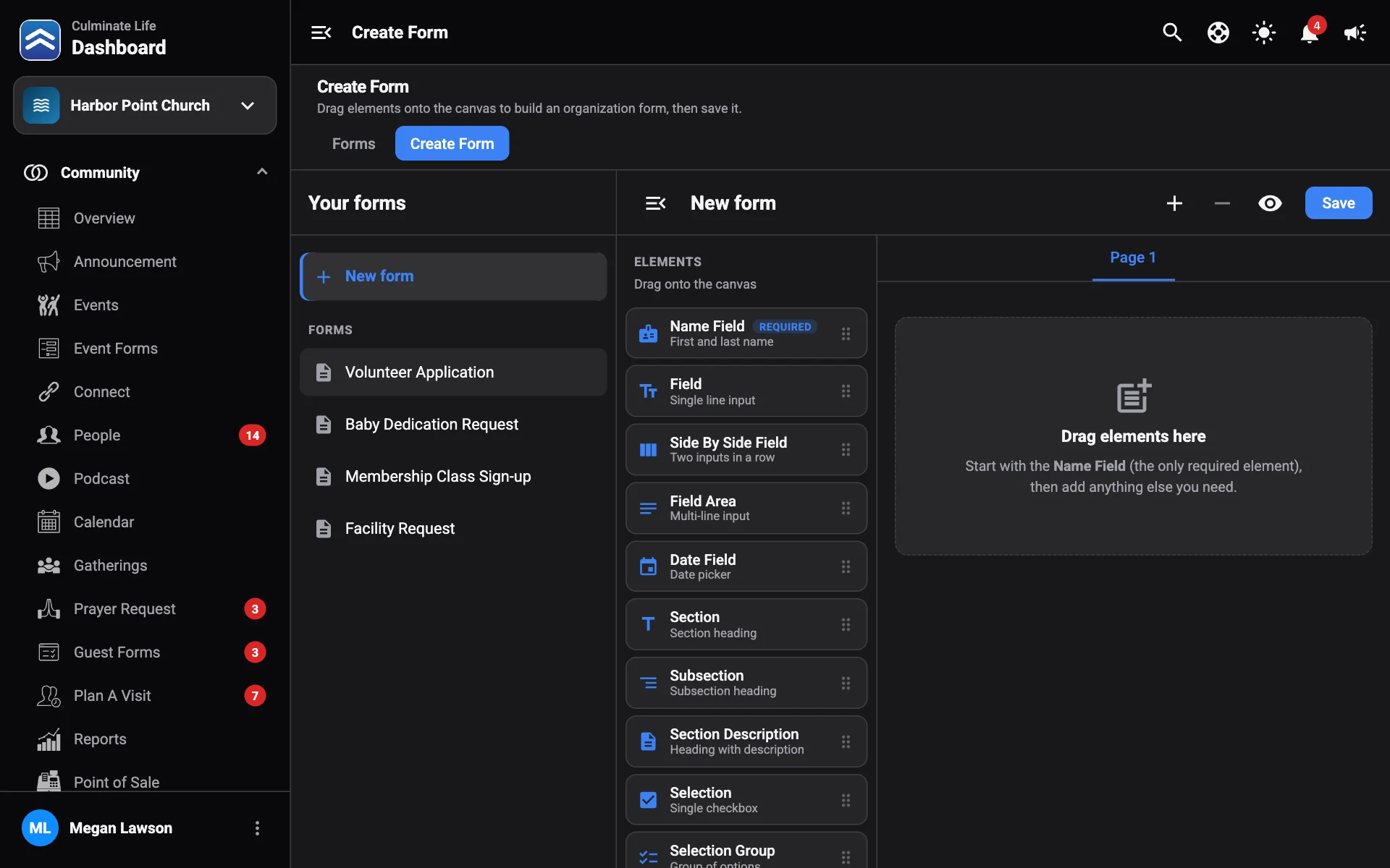 Building an organization form