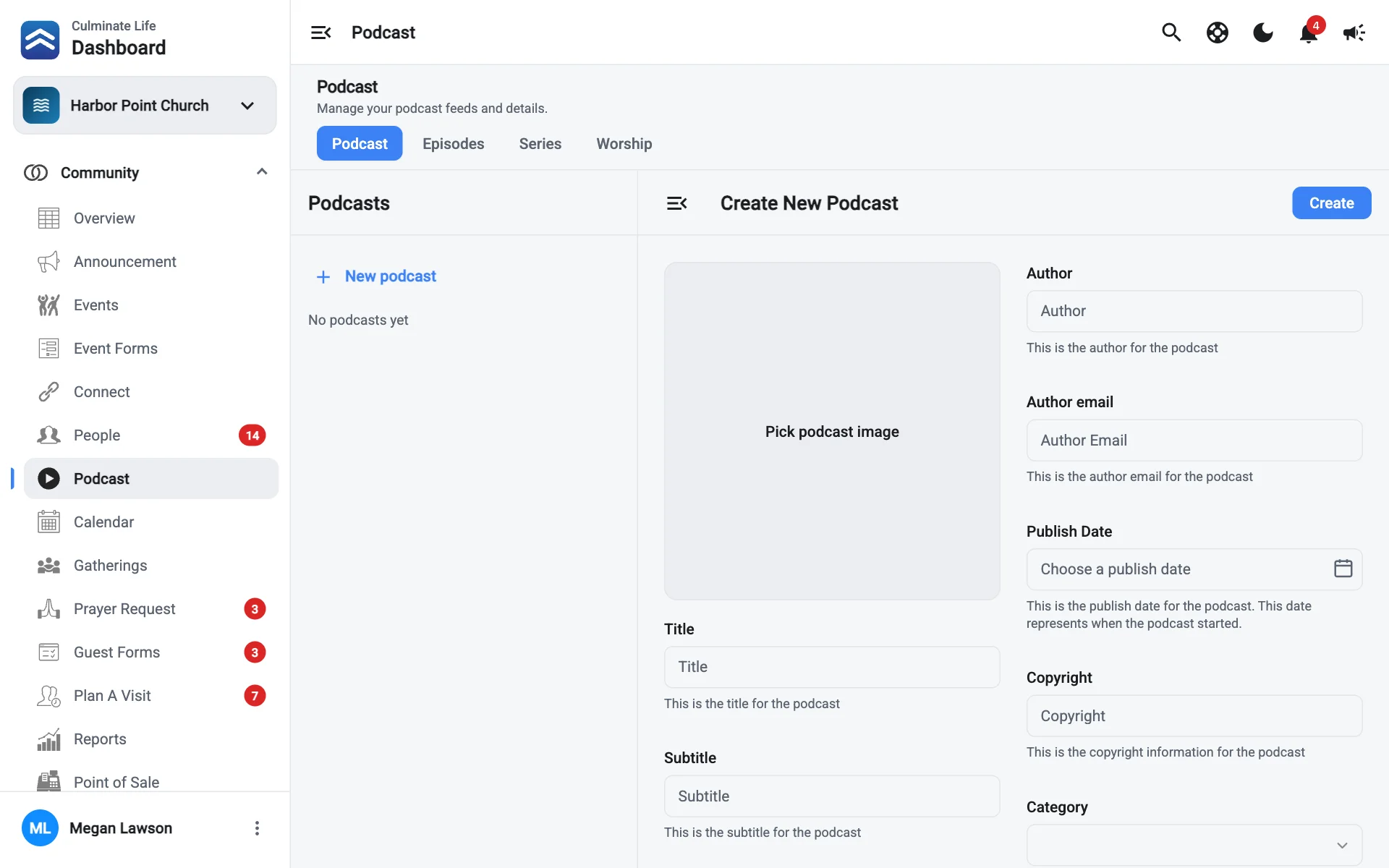 The Podcast tab with podcast details