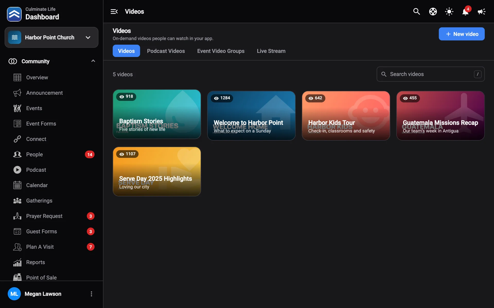 The Videos tab